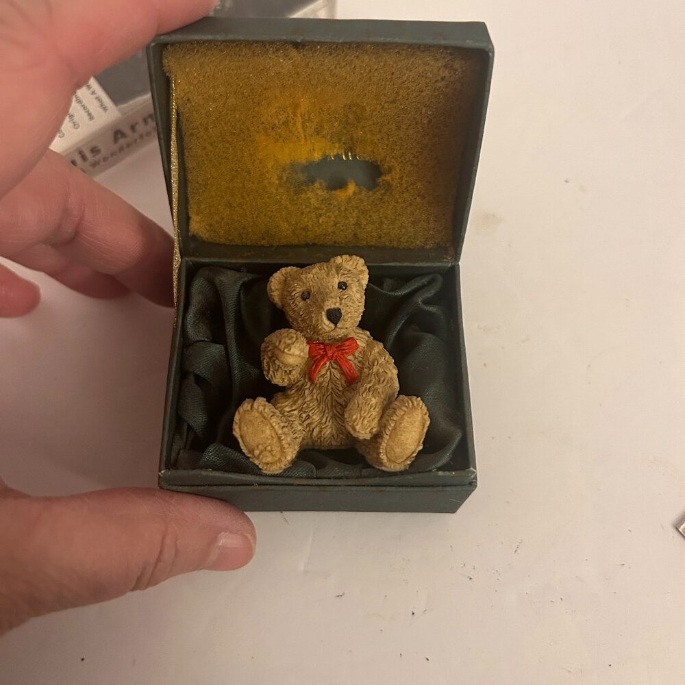 Vintage Beau Bears Mini Teddy Bear Figurine in Original Box | Collectible Resin